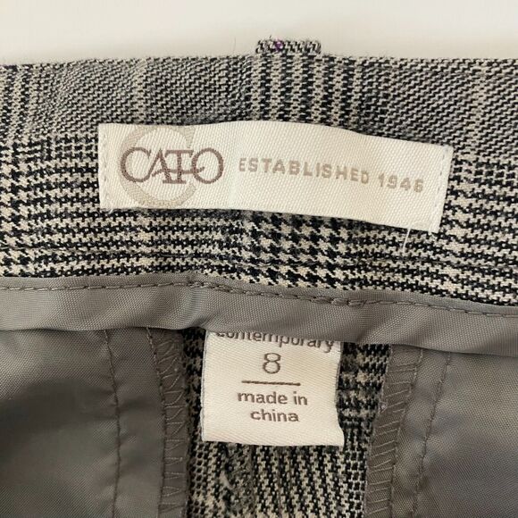 Cato Women's Pants Dress Plaid Gray Wide Leg Mid Rise Size 8 - Picture 5 of 13